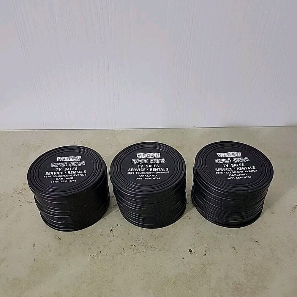 Vintage Plastic Promotional Caoster Video Service Center Oakland CA 3" Lot Of 45